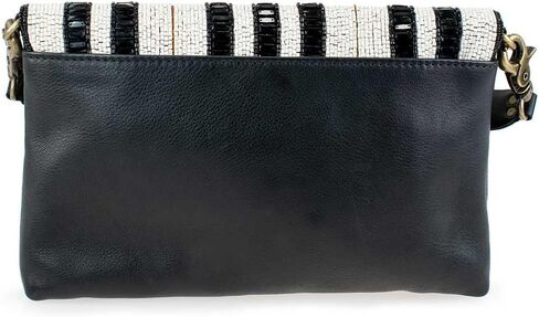 Mary Frances Keynote Handbag Piano-Bean-Key Design Musical Crossbody Bag ، بالأبيض والأسود in Saudi Arabia