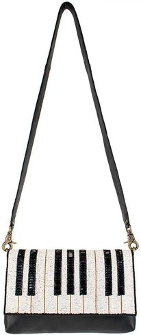 Mary Frances Keynote Handbag Piano-Bean-Key Design Musical Crossbody Bag ، بالأبيض والأسود in Saudi Arabia