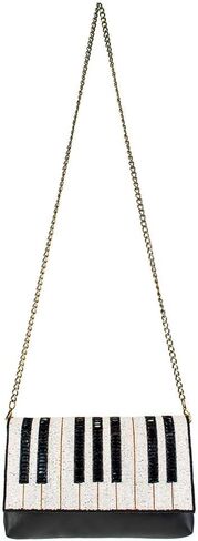 Mary Frances Keynote Handbag Piano-Bean-Key Design Musical Crossbody Bag ، بالأبيض والأسود in Saudi Arabia