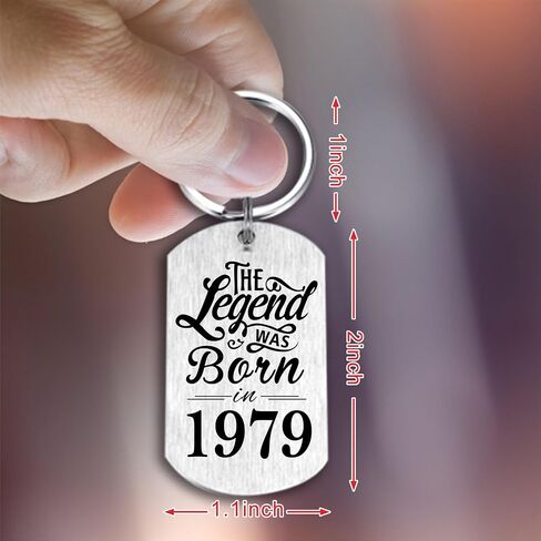Yobent 46th Birthday Gifts for Men 1979, Happy 46th Birthday Keychain, 46 Year Old Bday Gift for Male Man, The Legend was Born in 1979 in Saudi Arabia