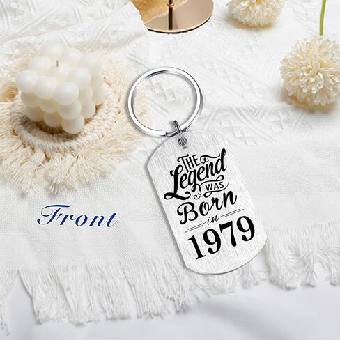 Yobent 46th Birthday Gifts for Men 1979, Happy 46th Birthday Keychain, 46 Year Old Bday Gift for Male Man, The Legend was Born in 1979 in Saudi Arabia