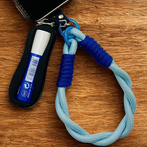 سلسلة مفاتيح 2-in-1 للشفاه مع حزام معصم-يناسب معظم مسكنات الشفاه ، مثالية للتنقل-SkyBlue العميق in Kuwait