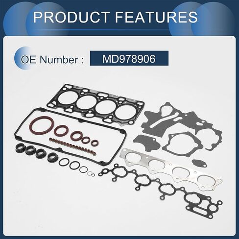 مجموعة حشية رأس الأسطوانة محرك صمام مجموعة طوقا رقم MD978906 ل Mitsubishi 4G64 (CU4W) 16V المطاط ، أسود معدني in Saudi Arabia