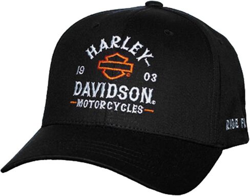 Harley-Davidson Men's Rivalry B&S Stretch Fit Curved Bill Baseball Cap - Black in Saudi Arabia