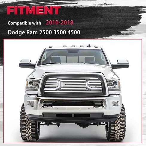 HECASA Upper Grille Front Hood Grill Compatible with 2010-2018 Dodge Ram 2500 3500 4500 Big Horn Horizontal Style w/Lights in Saudi Arabia