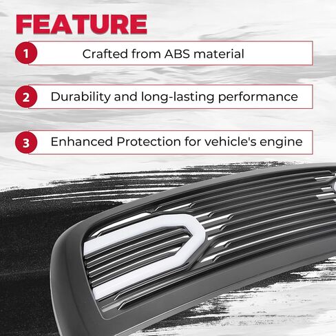 HECASA Upper Grille Front Hood Grill Compatible with 2010-2018 Dodge Ram 2500 3500 4500 Big Horn Horizontal Style w/Lights in Saudi Arabia
