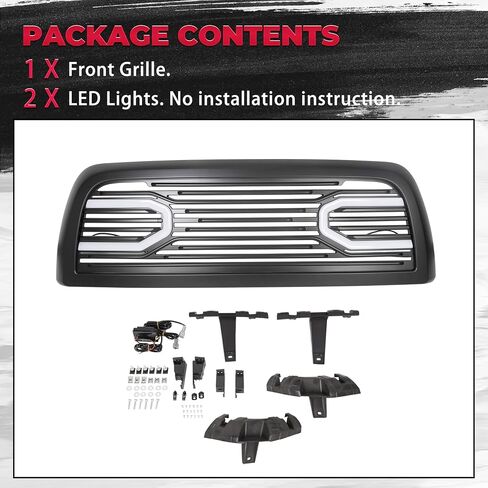 HECASA Upper Grille Front Hood Grill Compatible with 2010-2018 Dodge Ram 2500 3500 4500 Big Horn Horizontal Style w/Lights in Saudi Arabia