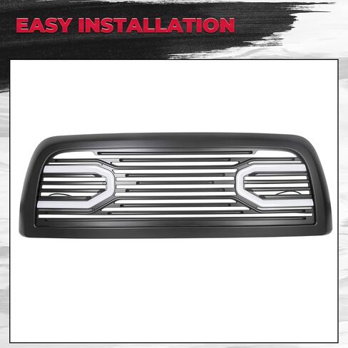 HECASA Upper Grille Front Hood Grill Compatible with 2010-2018 Dodge Ram 2500 3500 4500 Big Horn Horizontal Style w/Lights in Saudi Arabia