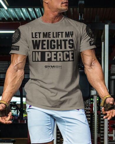 Gymish Lifestyle Let Me Lift My Weights in Peace Gym Work Out Lifting T-Shirt in Saudi Arabia
