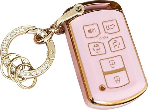 بالنسبة إلى Key Cover Cover Key Shell مع مفتاح FOB مع سلسلة المفاتيح مناسبة ل Toyota Sienna 2011-2020 Car Smart Key (Pink-Gold) in Kuwait