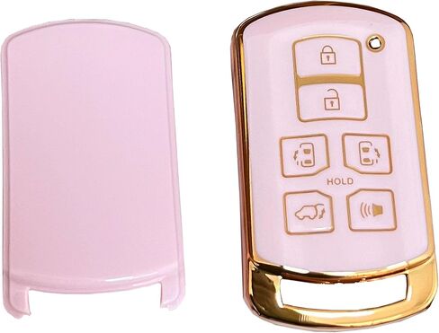 بالنسبة إلى Key Cover Cover Key Shell مع مفتاح FOB مع سلسلة المفاتيح مناسبة ل Toyota Sienna 2011-2020 Car Smart Key (Pink-Gold) in Kuwait