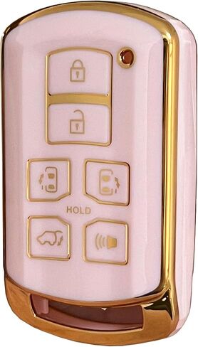 بالنسبة إلى Key Cover Cover Key Shell مع مفتاح FOB مع سلسلة المفاتيح مناسبة ل Toyota Sienna 2011-2020 Car Smart Key (Pink-Gold) in Kuwait