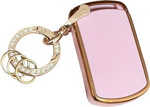 بالنسبة إلى Key Cover Cover Key Shell مع مفتاح FOB مع سلسلة المفاتيح مناسبة ل Toyota Sienna 2011-2020 Car Smart Key (Pink-Gold) in Kuwait