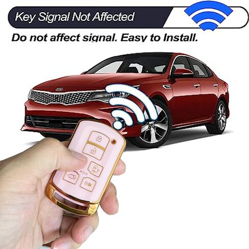 بالنسبة إلى Key Cover Cover Key Shell مع مفتاح FOB مع سلسلة المفاتيح مناسبة ل Toyota Sienna 2011-2020 Car Smart Key (Pink-Gold) in Kuwait