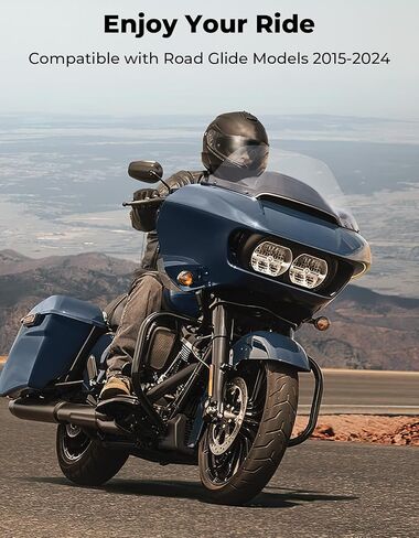دراجة نارية Kemimoto Clear 14 "الزجاج الأمامي من الزجاج الأمامي المتوافق مع جولة Road Glide FLTR و FLTRSE و FLTRX و FLTRXS 2015-2024 in Kuwait