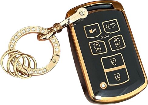 بالنسبة إلى Key Cover Cover Key Shell مع مفتاح FOB مع سلسلة المفاتيح مناسبة ل Toyota Sienna 2011-2020 Car Smart Key (Pink-Gold) in Kuwait