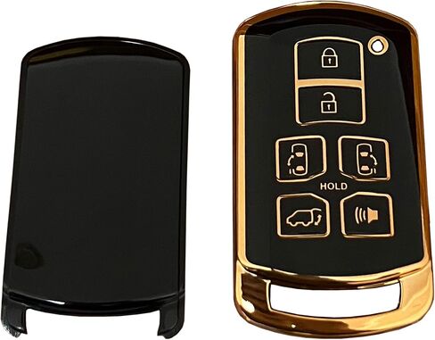 بالنسبة إلى Key Cover Cover Key Shell مع مفتاح FOB مع سلسلة المفاتيح مناسبة ل Toyota Sienna 2011-2020 Car Smart Key (Pink-Gold) in Kuwait