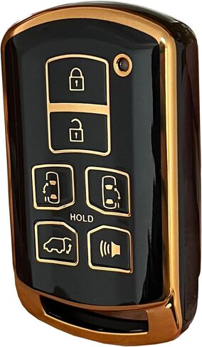 بالنسبة إلى Key Cover Cover Key Shell مع مفتاح FOB مع سلسلة المفاتيح مناسبة ل Toyota Sienna 2011-2020 Car Smart Key (Pink-Gold) in Kuwait