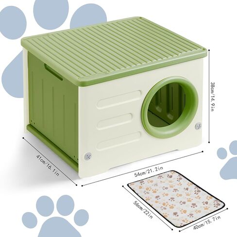 CAT Cat House داخلي/في الهواء الطلق ، ملجأ مقاوم للطقس قابل للتكديس مع وسادة ثنائية الجوانب ، تصميم مرتفع لجميع المواسم (رمادي) in Kuwait