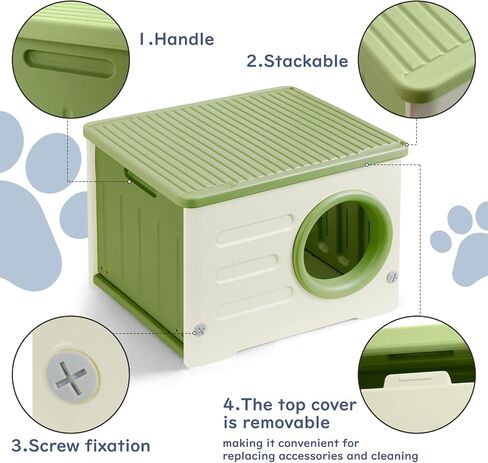 CAT Cat House داخلي/في الهواء الطلق ، ملجأ مقاوم للطقس قابل للتكديس مع وسادة ثنائية الجوانب ، تصميم مرتفع لجميع المواسم (رمادي) in Kuwait