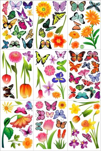 81 PCS Summer Window Clings ، Flower Butterfly Spring Window Stickers for Home Office Classroom Party School Decoration ، Set-sway-sway-sway-sway scals set in Saudi Arabia