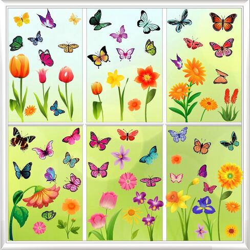 81 PCS Summer Window Clings ، Flower Butterfly Spring Window Stickers for Home Office Classroom Party School Decoration ، Set-sway-sway-sway-sway scals set in Saudi Arabia