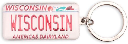 Westmon Works Wisconsin Keychain Souvenir Americas Dairyland License Plate Metal Key Ring in Saudi Arabia
