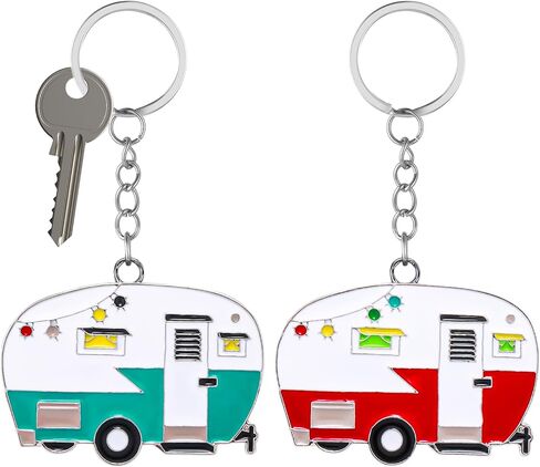 Grevosea 2 Pack Camper Keychain ، Happy RV Camper Keyring Camper Accessories for Men Womentravel Trailers Retro Camping in Saudi Arabia