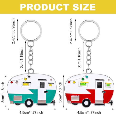 Grevosea 2 Pack Camper Keychain ، Happy RV Camper Keyring Camper Accessories for Men Womentravel Trailers Retro Camping in Saudi Arabia