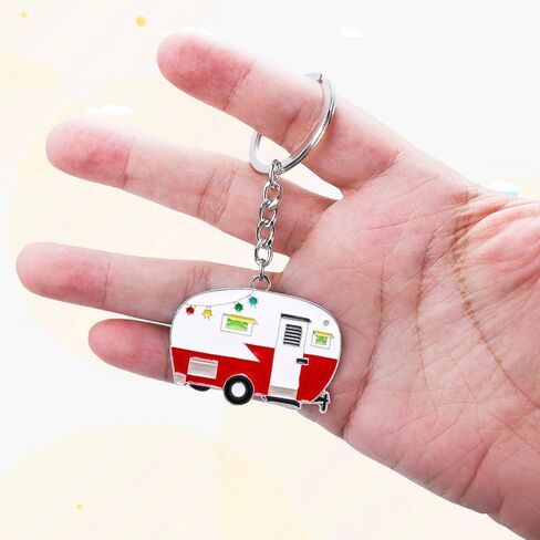 Grevosea 2 Pack Camper Keychain ، Happy RV Camper Keyring Camper Accessories for Men Womentravel Trailers Retro Camping in Saudi Arabia