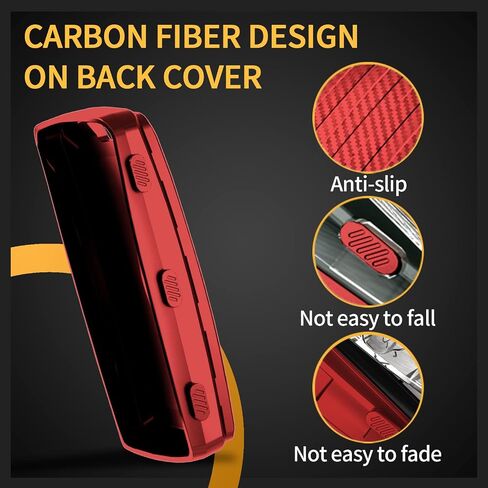 TANGSEN Key Fob Case TPU Cover Compatible with Land Rover Range Rover Sport Evoque Vogue Velar Discovery Transparent Carbon Fiber Texture 5 Button Protective Key Shell (Red) in Saudi Arabia