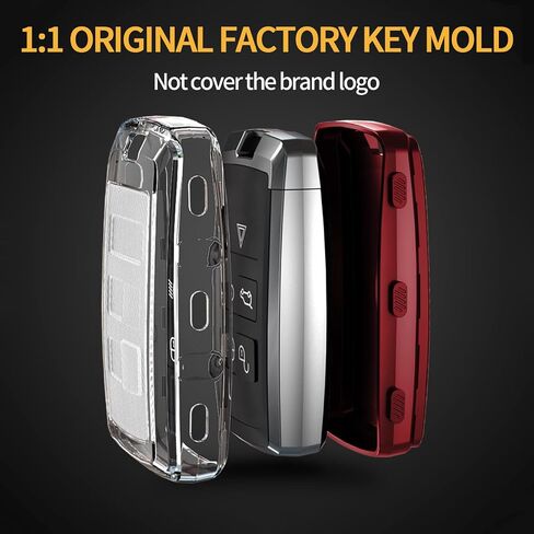 TANGSEN Key Fob Case TPU Cover Compatible with Land Rover Range Rover Sport Evoque Vogue Velar Discovery Transparent Carbon Fiber Texture 5 Button Protective Key Shell (Red) in Saudi Arabia