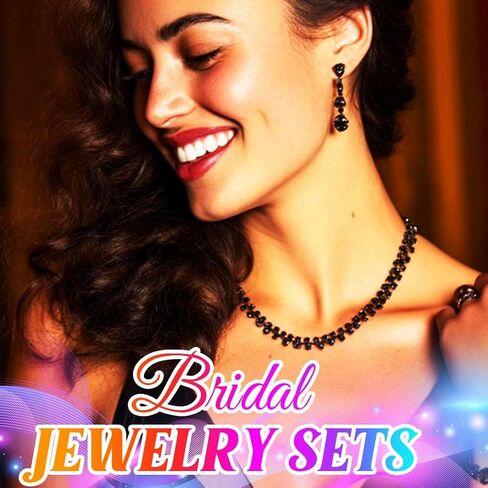 Aukmla Silver Crystal Bridal Jewelry Set Rhinestone Wedding Necklace Earrings Bracelet Sets Prom Costume Necklaces for Women and Brides in Saudi Arabia