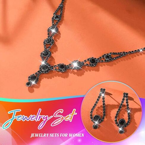 Aukmla Silver Crystal Bridal Jewelry Set Rhinestone Wedding Necklace Earrings Bracelet Sets Prom Costume Necklaces for Women and Brides in Saudi Arabia