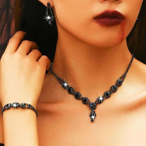 Aukmla Silver Crystal Bridal Jewelry Set Rhinestone Wedding Necklace Earrings Bracelet Sets Prom Costume Necklaces for Women and Brides in Saudi Arabia