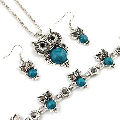 سوار قلادة من Wcrazye Western Mornds مجموعة للنساء المصنوعة يدويًا Boho Vintage Vinquoise Drop Drop Drop Arrings Dainty Bohemian Country Jewelry Gifts in Saudi Arabia