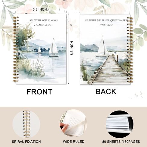 Wildflower Jesus Walking With Girl Christian Spiral Notebook Journal, Church Notes Notebook, Christian Jesus Church Prayer Journal Gift For Women Girls, 5.5 x 8.3 Inches in Kuwait