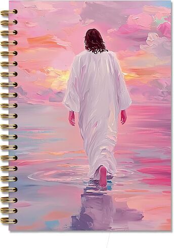 Wildflower Jesus Walking With Girl Christian Spiral Notebook Journal, Church Notes Notebook, Christian Jesus Church Prayer Journal Gift For Women Girls, 5.5 x 8.3 Inches in Kuwait