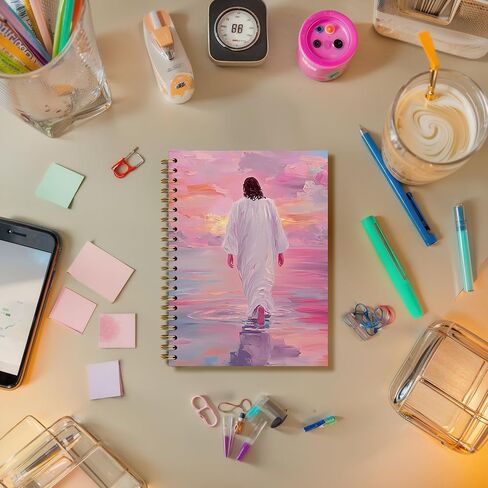 Wildflower Jesus Walking With Girl Christian Spiral Notebook Journal, Church Notes Notebook, Christian Jesus Church Prayer Journal Gift For Women Girls, 5.5 x 8.3 Inches in Kuwait