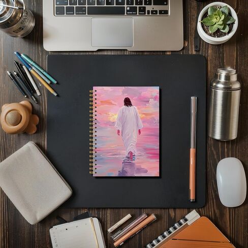 Wildflower Jesus Walking With Girl Christian Spiral Notebook Journal, Church Notes Notebook, Christian Jesus Church Prayer Journal Gift For Women Girls, 5.5 x 8.3 Inches in Kuwait