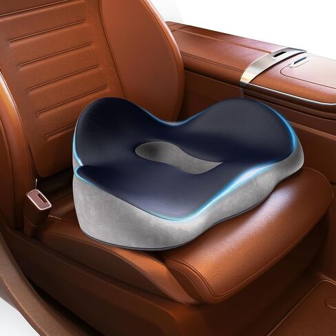 وسادة مقعد للتخفيف من الضغط-تخفيف آلام العصعص من الدرجة الطبية لخطوط النسا وعظم الذيل ، ورغوة الذاكرة على شكل W مع قاعدة غير متدنية ، ومكتب/كرسي متحرك (الأزرق البحري) in Kuwait