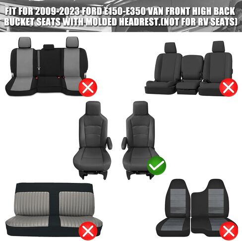 Custom-Fit Front Seat Covers Sets Replace for 2009-2023 Ford E150 E250 E350 Van High Back Bucket Seats, Soft Dutch Velvet Composite Foam Lining Breathable Seat Cover Cushion in Kuwait
