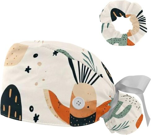 Cowboy Hat Cactuses Western Scrub Cap عمل قبعة الشعر غطاء الشعر خشن ، ضمادة مرنة التعادل القبعات للنساء in Kuwait