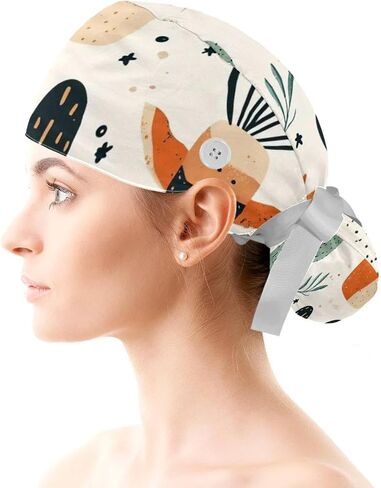 Cowboy Hat Cactuses Western Scrub Cap عمل قبعة الشعر غطاء الشعر خشن ، ضمادة مرنة التعادل القبعات للنساء in Kuwait
