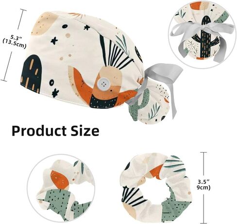 Cowboy Hat Cactuses Western Scrub Cap عمل قبعة الشعر غطاء الشعر خشن ، ضمادة مرنة التعادل القبعات للنساء in Kuwait