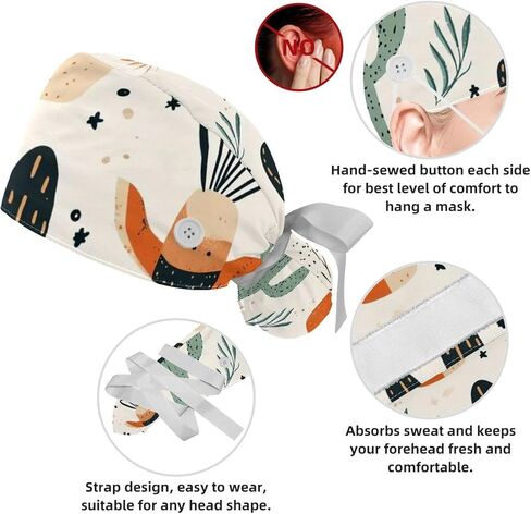 Cowboy Hat Cactuses Western Scrub Cap عمل قبعة الشعر غطاء الشعر خشن ، ضمادة مرنة التعادل القبعات للنساء in Kuwait