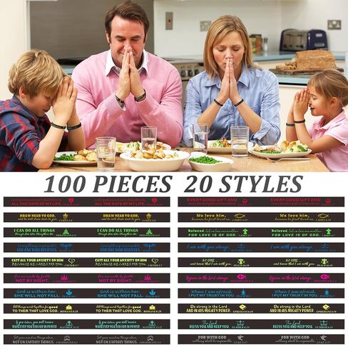 100p معصم السيليكون الديني أساور مطاطية الكتاب المقدس الإيمان الأمل معصم المعصم للرجال هدايا النساء (أسود) in Kuwait