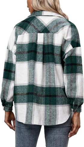 Century Star Plaid Shirts for Women Shacket Jacket Womens Button Down Shackets Long Sleeve Lapel Oversized Coats in Kuwait