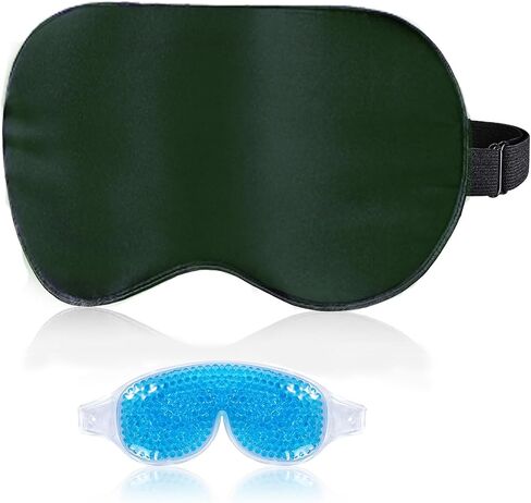 قناع نوم حريري يحجب الضوء، قناع العين المنعش LC-dolida للنوم، قناع نوم 3 في 1 يتضمن بذور السينا الحريرية وأقنعة هلامية للعين للنساء والرجال الذين يعانون من جفاف العين in Kuwait