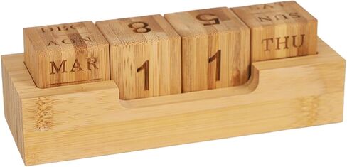 Wooden Perpetual Calendar for Office Desk Decor, Rotary Perpetual Desk Calendar, Countdown Desktop Calendar for Office School (Wood) in Kuwait